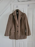 Topshop women brushed super oversized blazer coat notch lapels buttons grey casual M