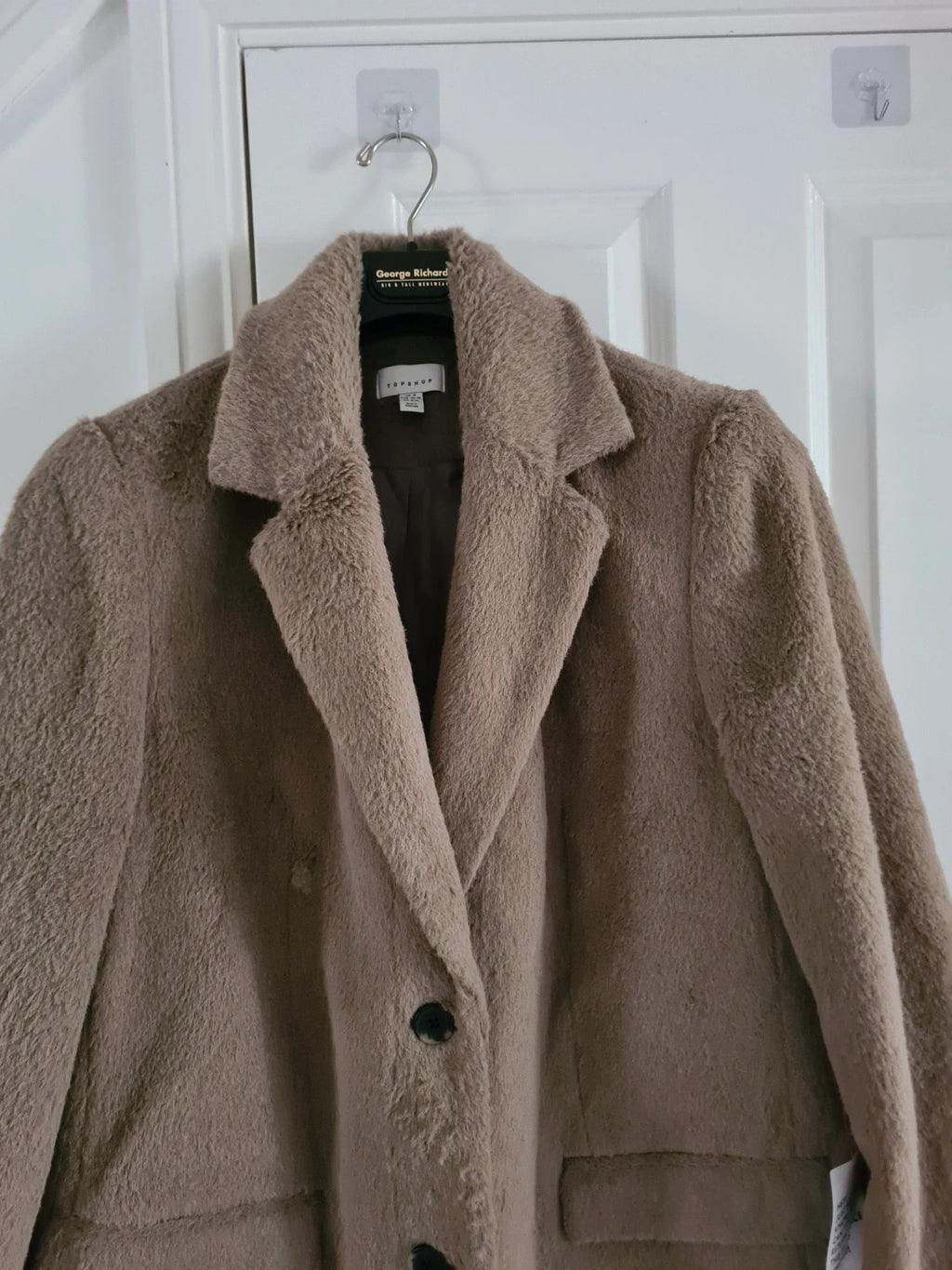 Topshop women brushed super oversized blazer coat notch lapels buttons grey casual M