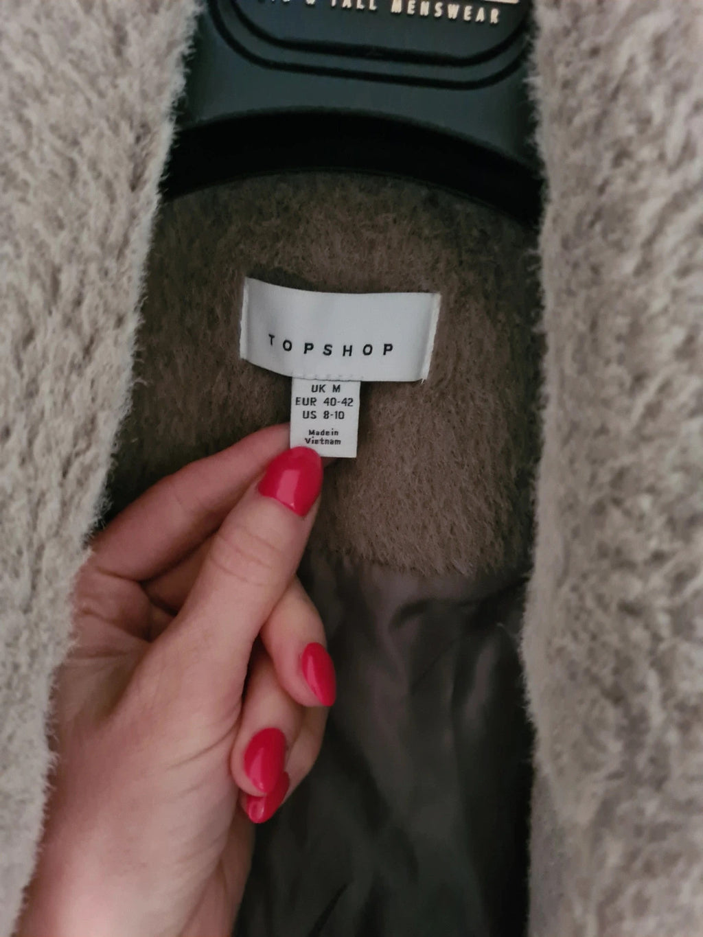 Topshop women brushed super oversized blazer coat notch lapels buttons grey casual M