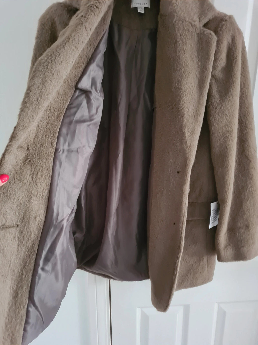 Topshop women brushed super oversized blazer coat notch lapels buttons grey casual M