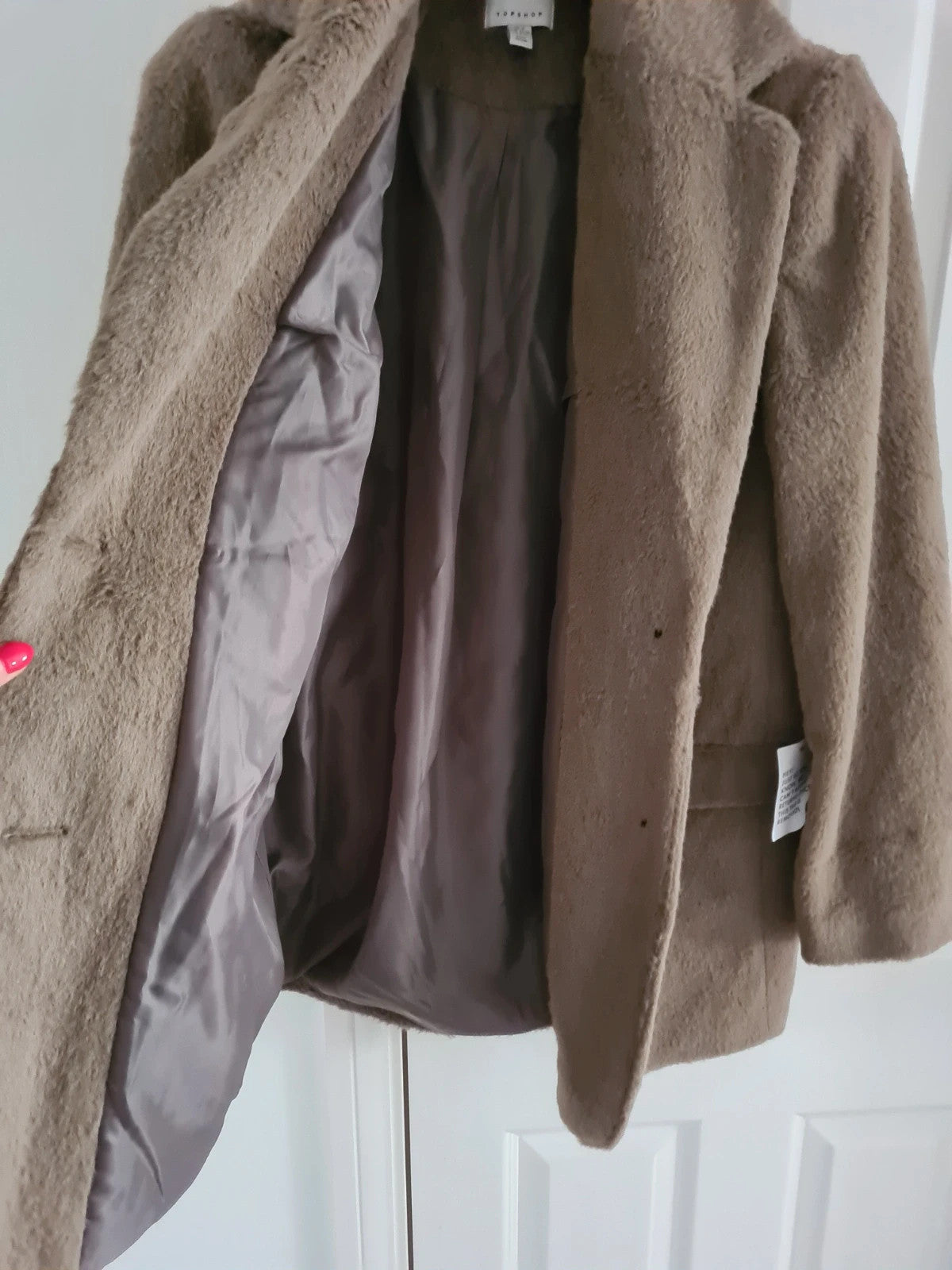 Topshop women brushed super oversized blazer coat notch lapels buttons grey casual M