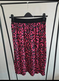 Helene Berman animal leopard printed skirt pink/black pleated elastic waistband knee length casual M