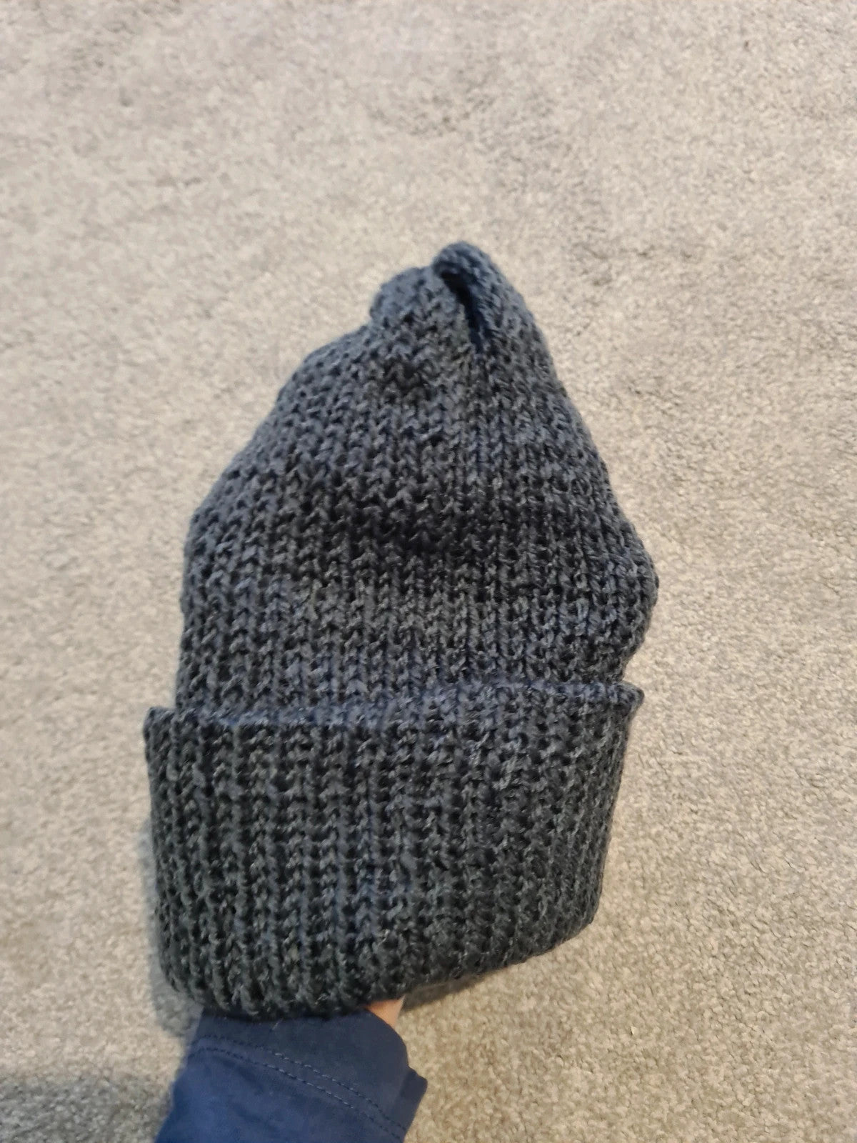 Generic unisex navy beanie hat knitt ribb pattern snow hat casual One size