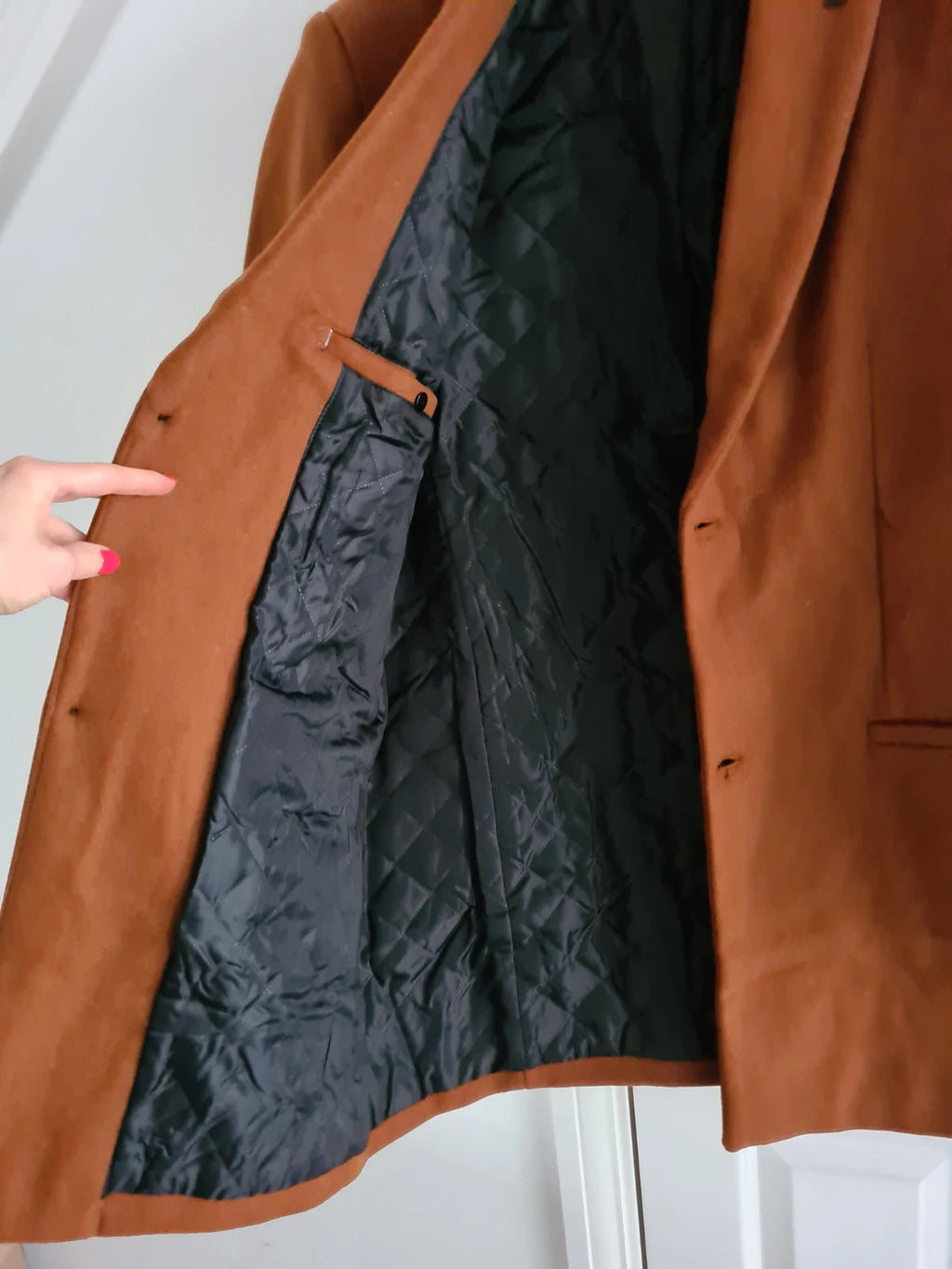 Generic men brown heavyweight blazer jacket lapel collar buttons warm coat 2XL-3XL