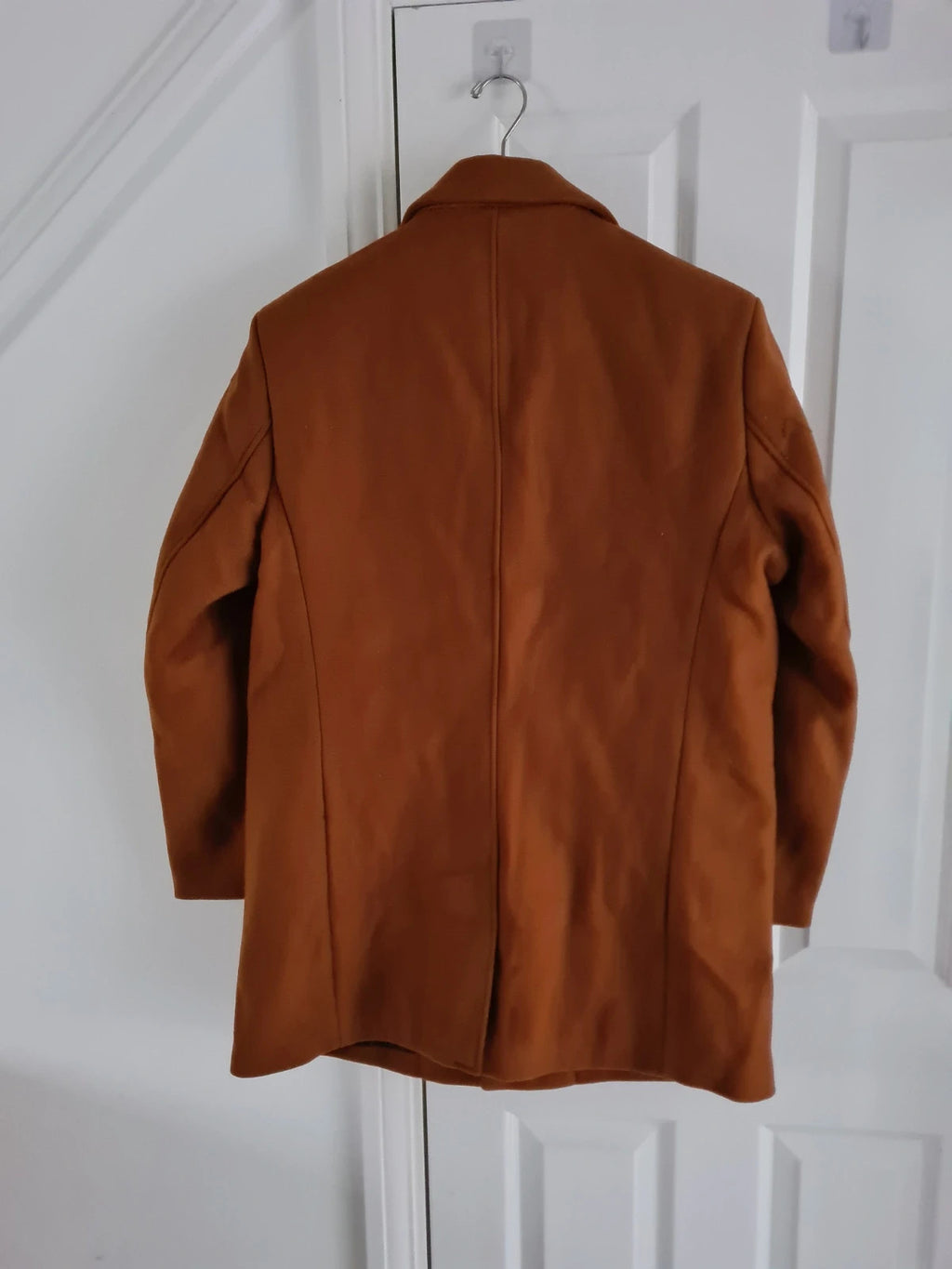 Generic men brown heavyweight blazer jacket lapel collar buttons warm coat 2XL-3XL