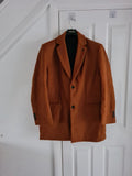 Generic men brown heavyweight blazer jacket lapel collar buttons warm coat 2XL-3XL