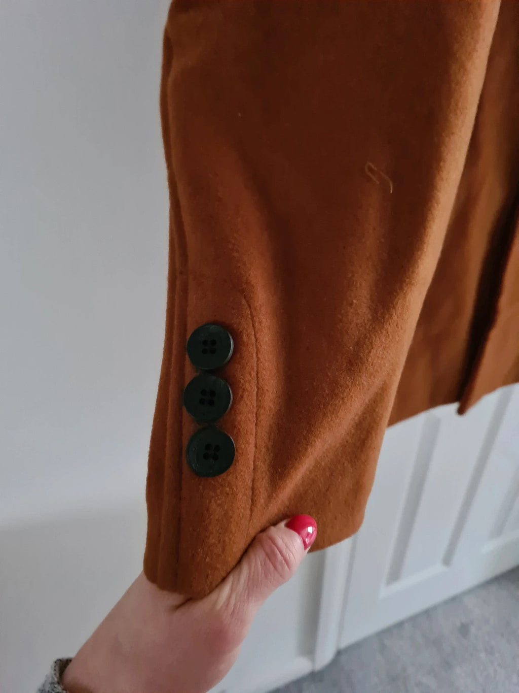 Generic men brown heavyweight blazer jacket lapel collar buttons warm coat 2XL-3XL