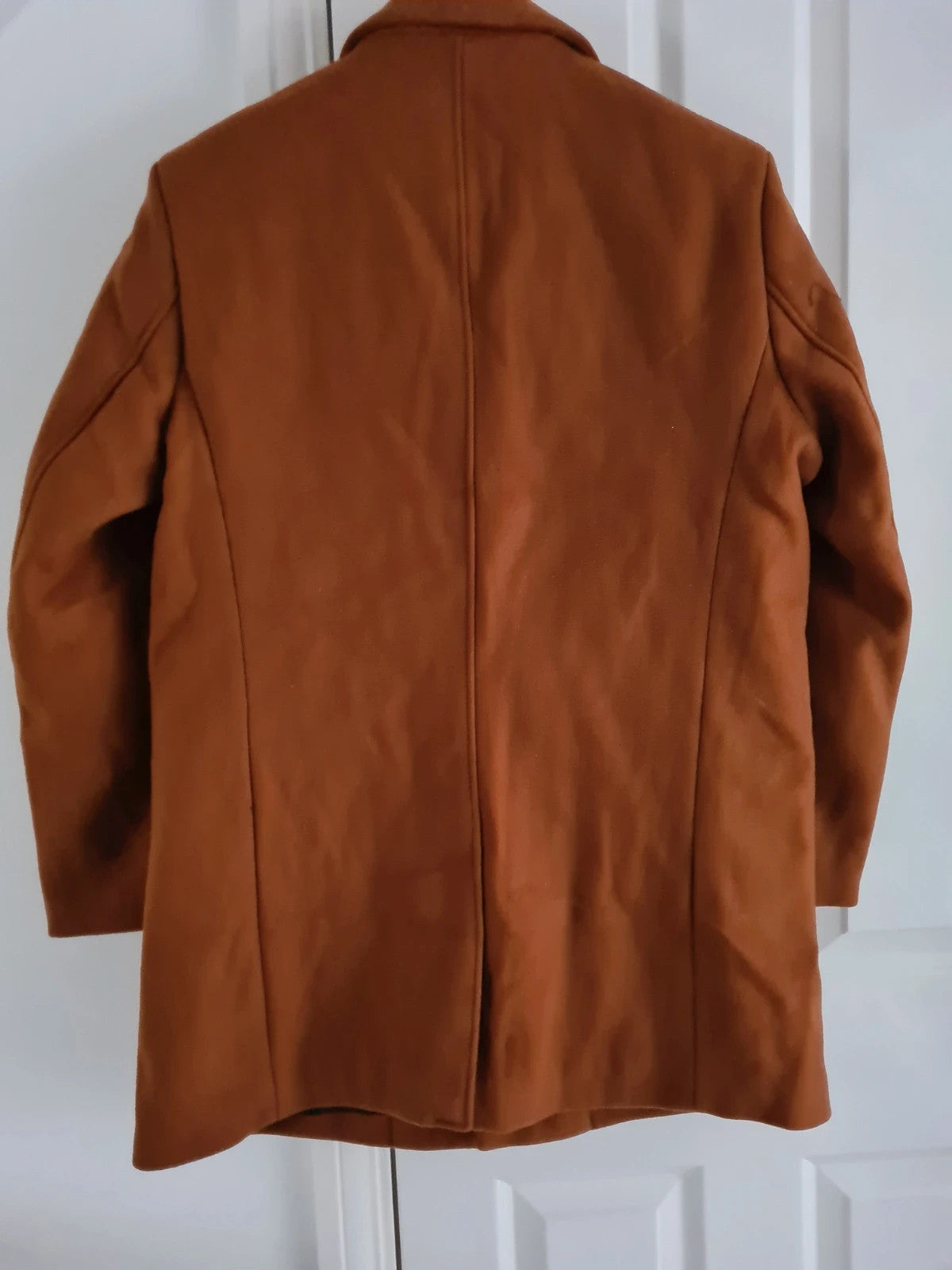 Generic men brown heavyweight blazer jacket lapel collar buttons warm coat 2XL-3XL