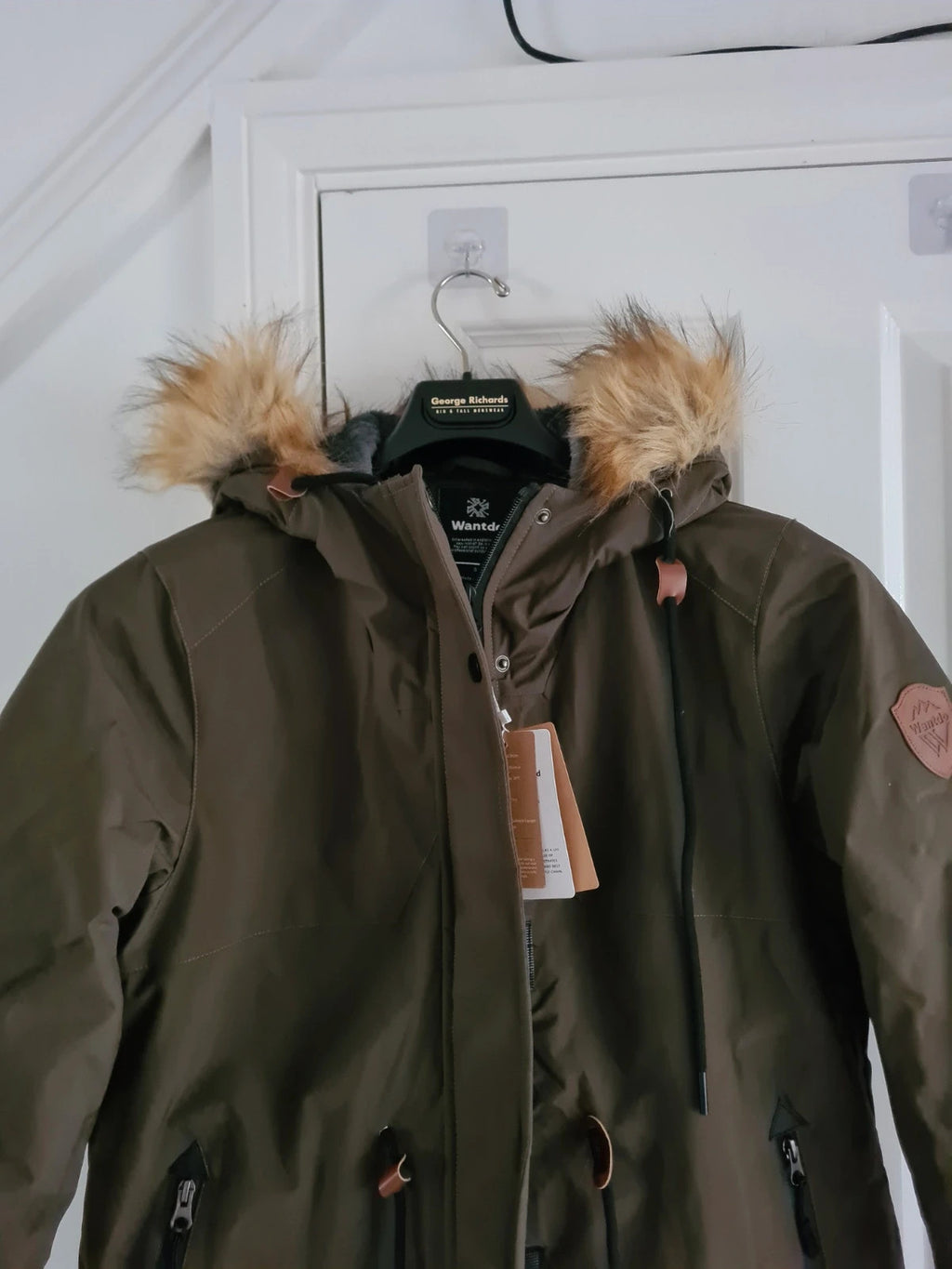 Wantdo women khaki/brown water/windproof ski jacket fleece warm coat hooded parka S