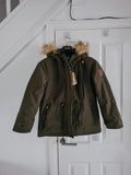 Wantdo women khaki/brown water/windproof ski jacket fleece warm coat hooded parka S
