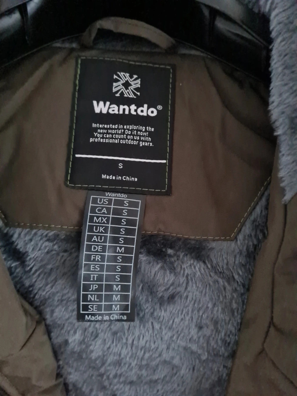 Wantdo women khaki/brown water/windproof ski jacket fleece warm coat hooded parka S