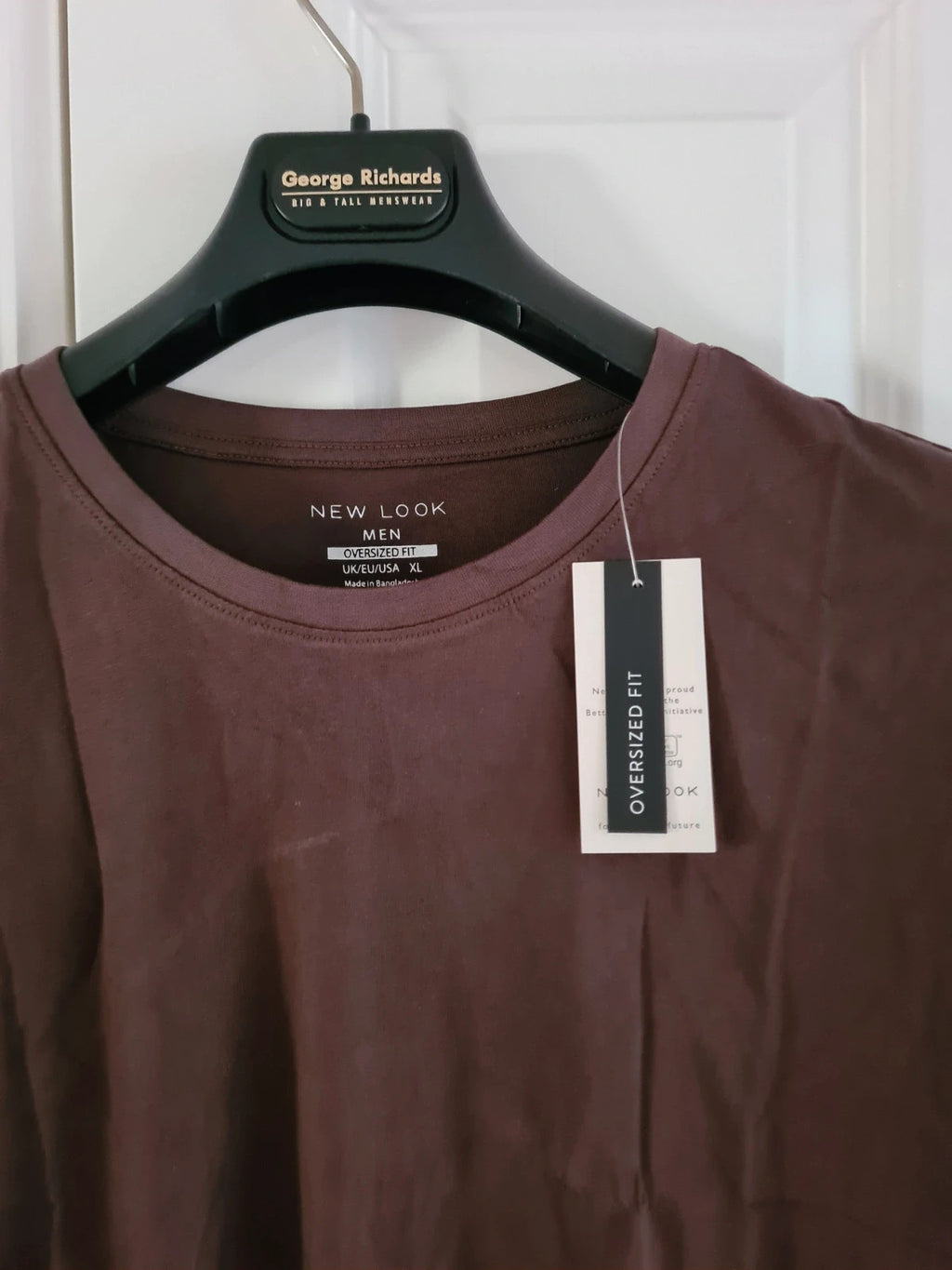 New Look men brown oversized essential T-shirt short sleeve cotton tee crew neck casual XL