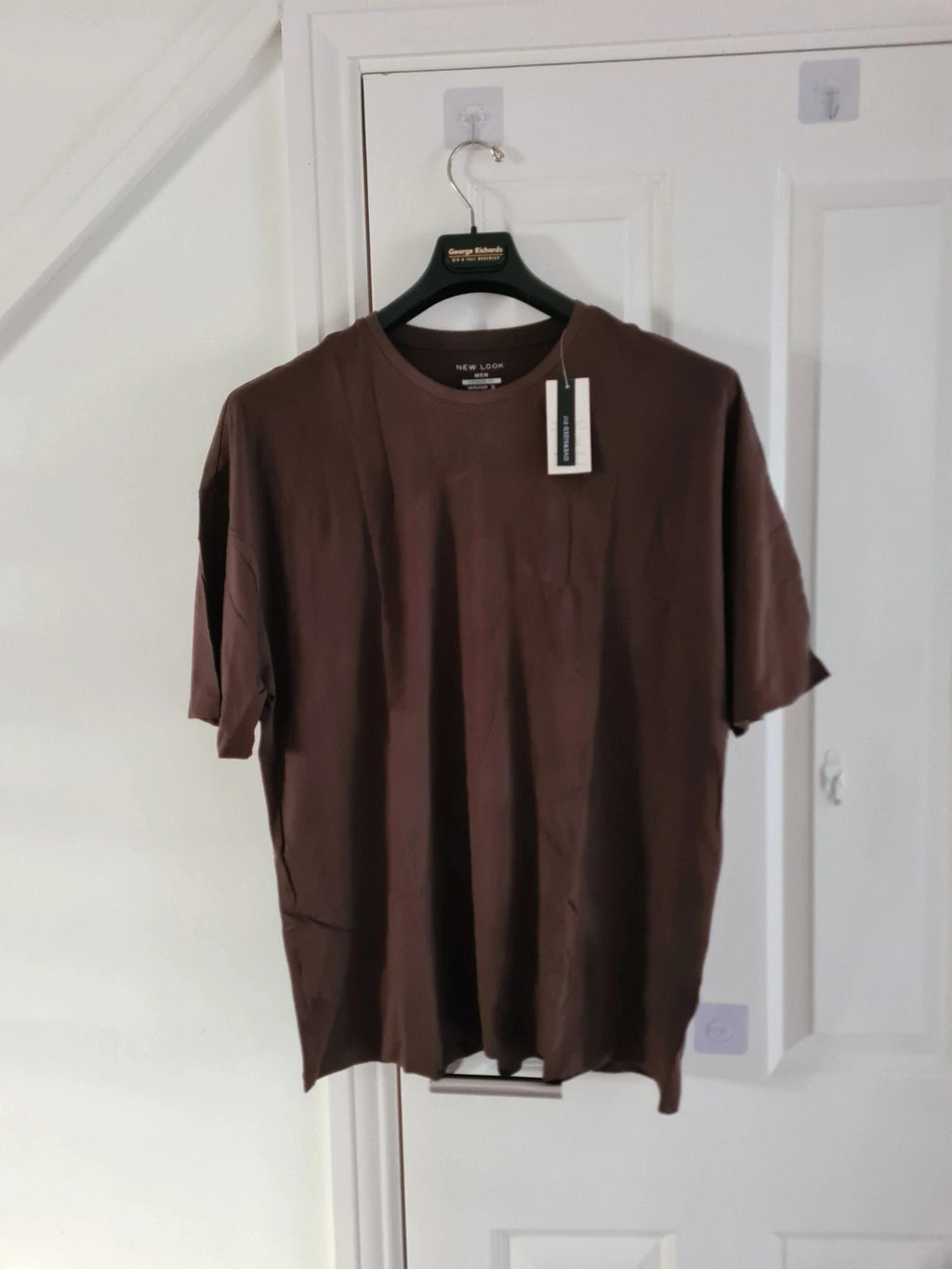 New Look men brown oversized essential T-shirt short sleeve cotton tee crew neck casual XL
