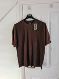 New Look men brown oversized essential T-shirt short sleeve cotton tee crew neck casual XL
