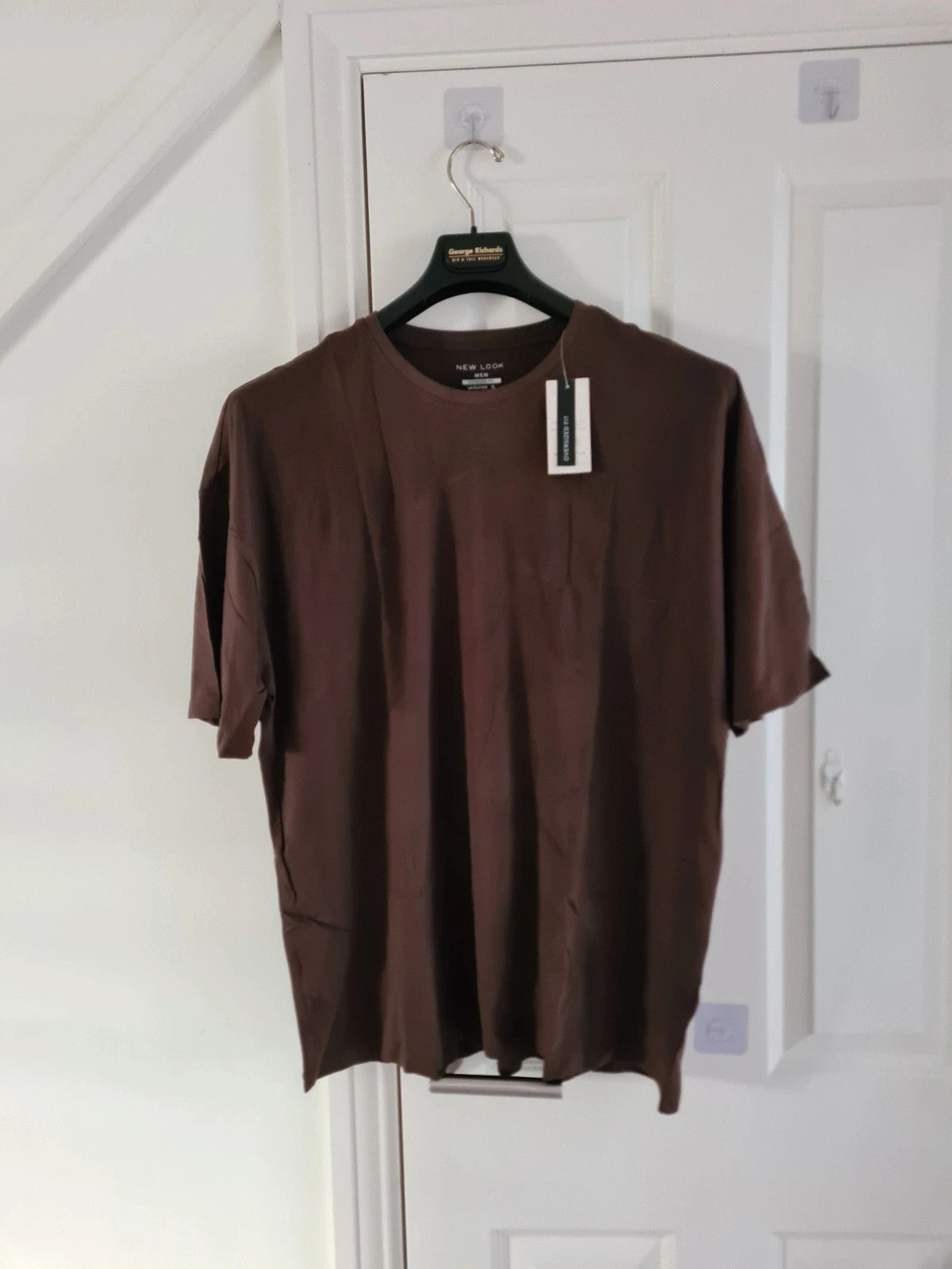 New Look men brown oversized essential T-shirt short sleeve cotton tee crew neck casual XL