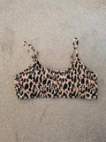 Shein women leopard bikini top cream animal padded adjustable straps swimwear crop top casual XL/14