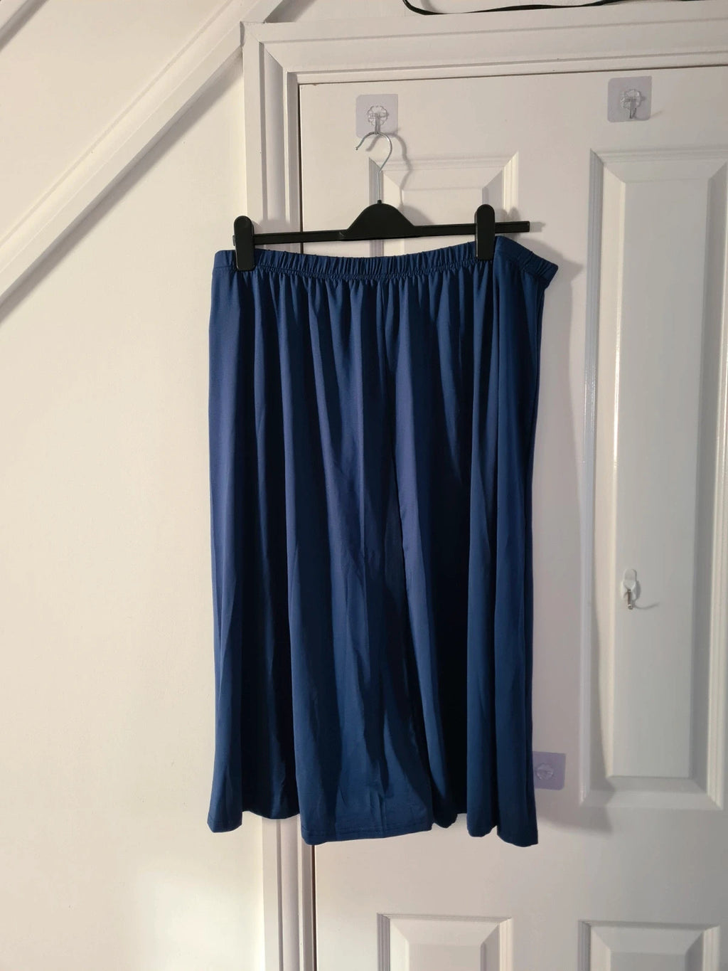 Shein women navy maxi skirt elastic waistband plain straight plus size casual 5XL/22