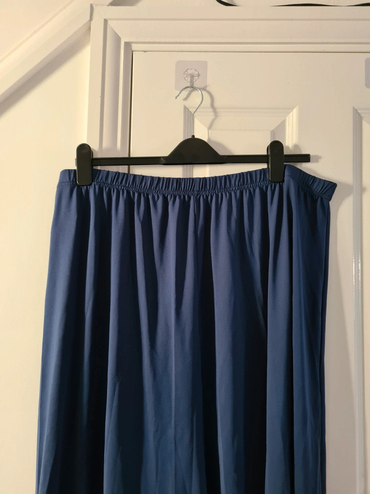 Shein women navy maxi skirt elastic waistband plain straight plus size casual 5XL/22