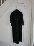 Women black trench coat press stud long overcoat spread lapel regular plus size 3XL/18