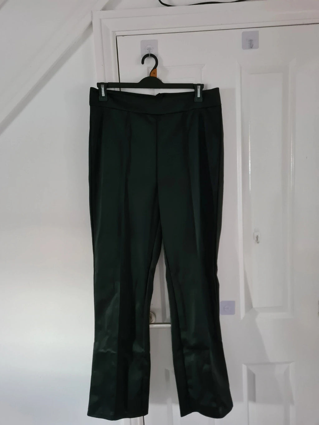 Shein women classic black trousers pleated straight leg zip back casual XL/14