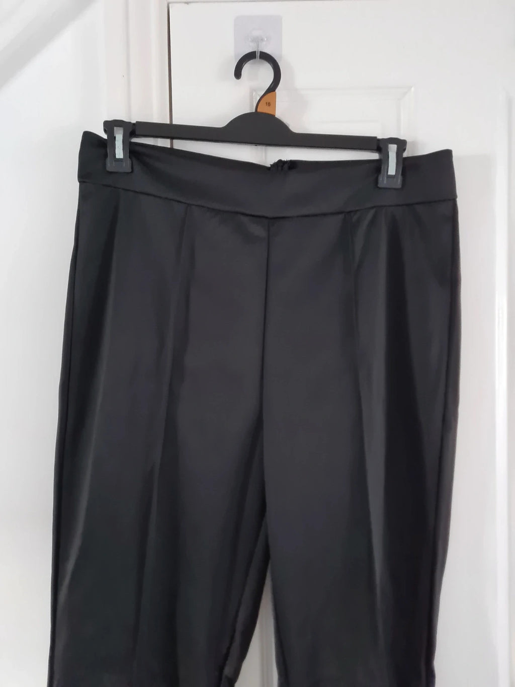 Shein women classic black trousers pleated straight leg zip back casual XL/14