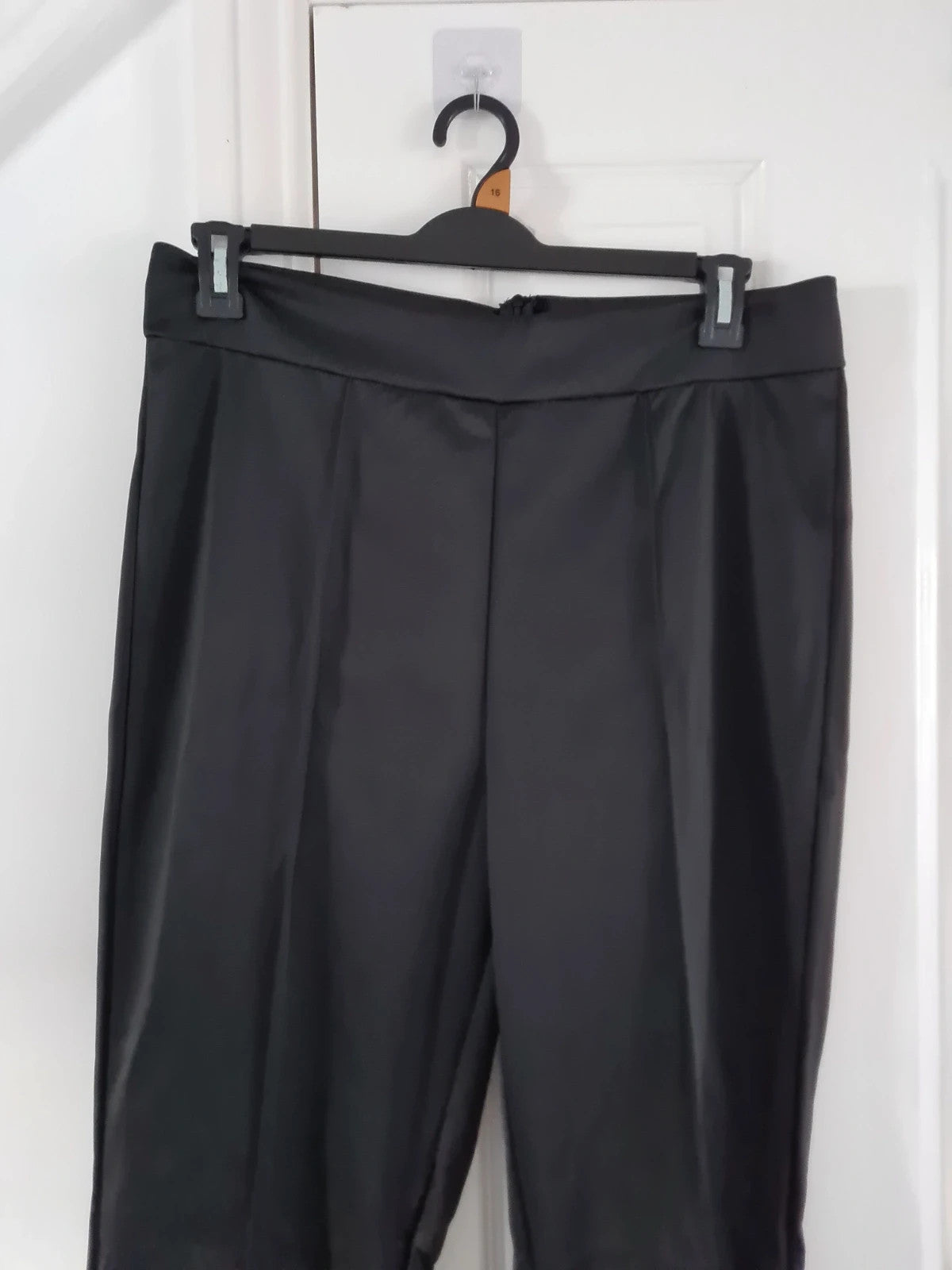 Shein women classic black trousers pleated straight leg zip back casual XL/14