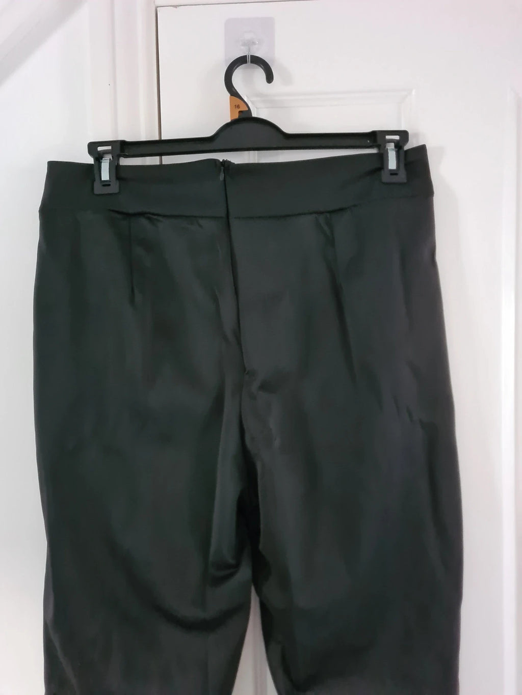 Shein women classic black trousers pleated straight leg zip back casual XL/14