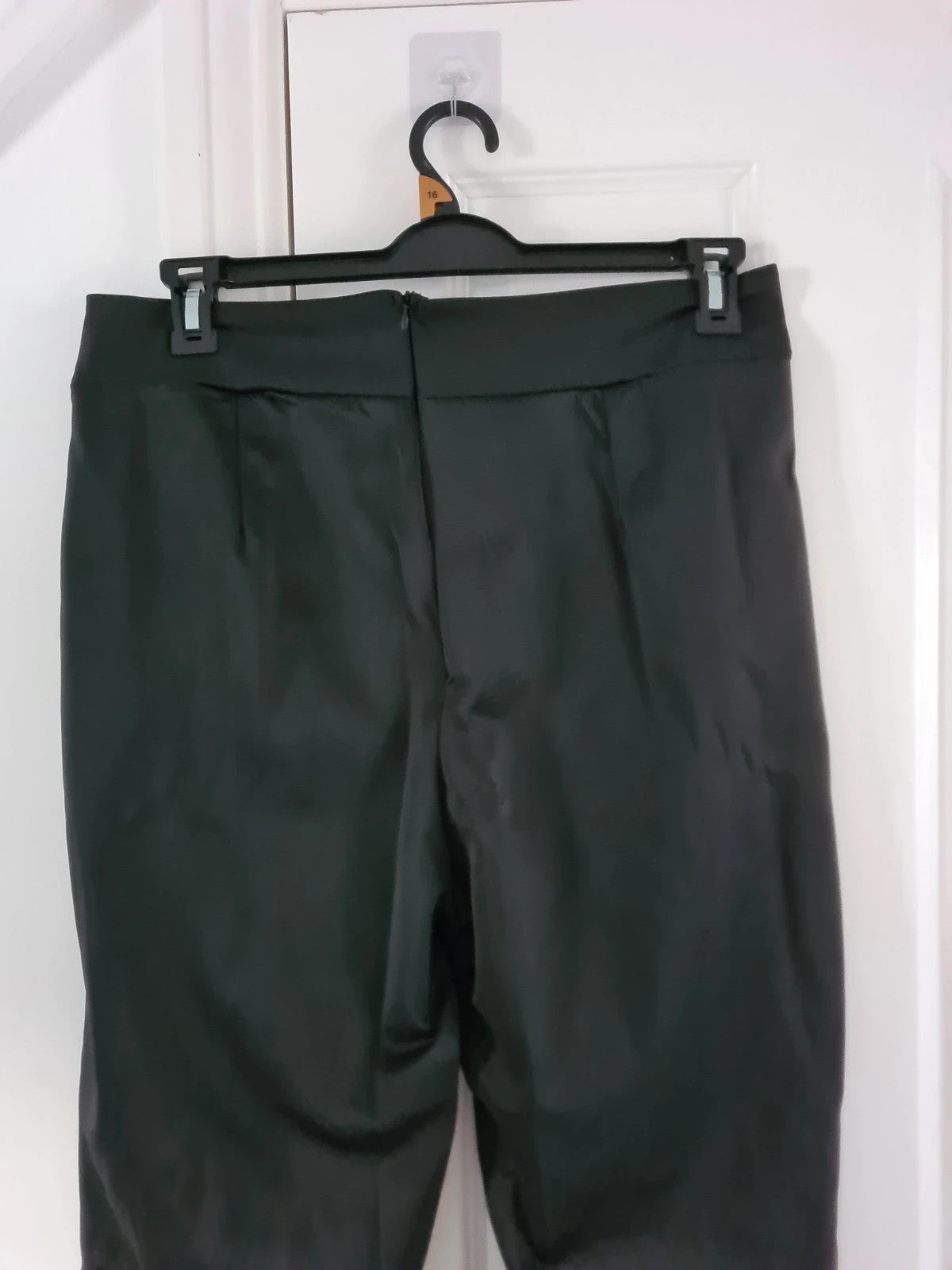 Shein women classic black trousers pleated straight leg zip back casual XL/14