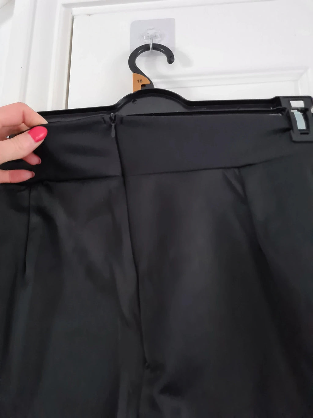 Shein women classic black trousers pleated straight leg zip back casual XL/14
