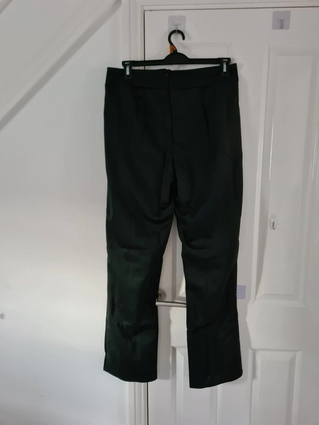 Shein women classic black trousers pleated straight leg zip back casual XL/14