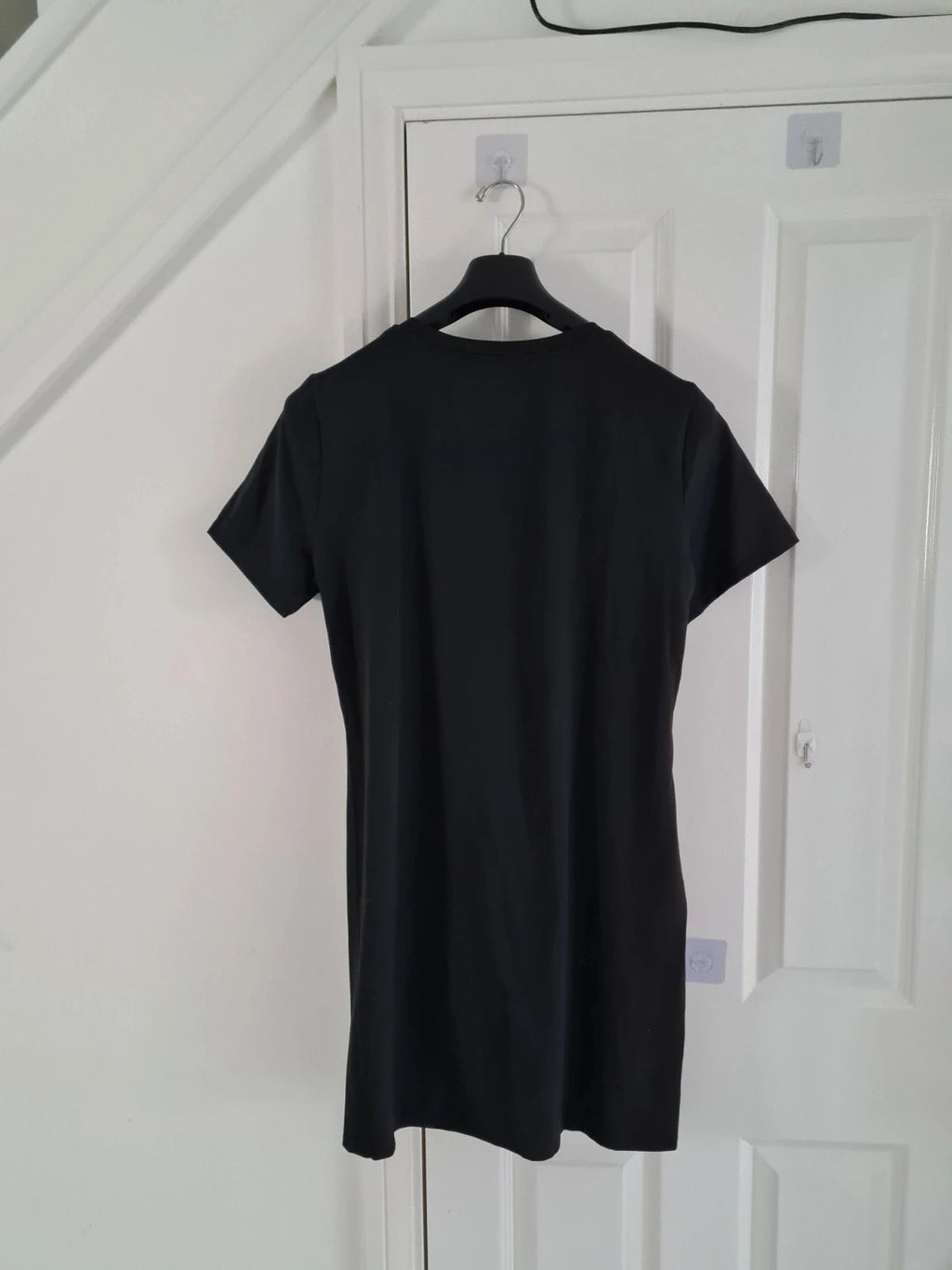 Shein women black long pyjamas dress short sleeve teddy bear slogan print sleepwear casual XL/14