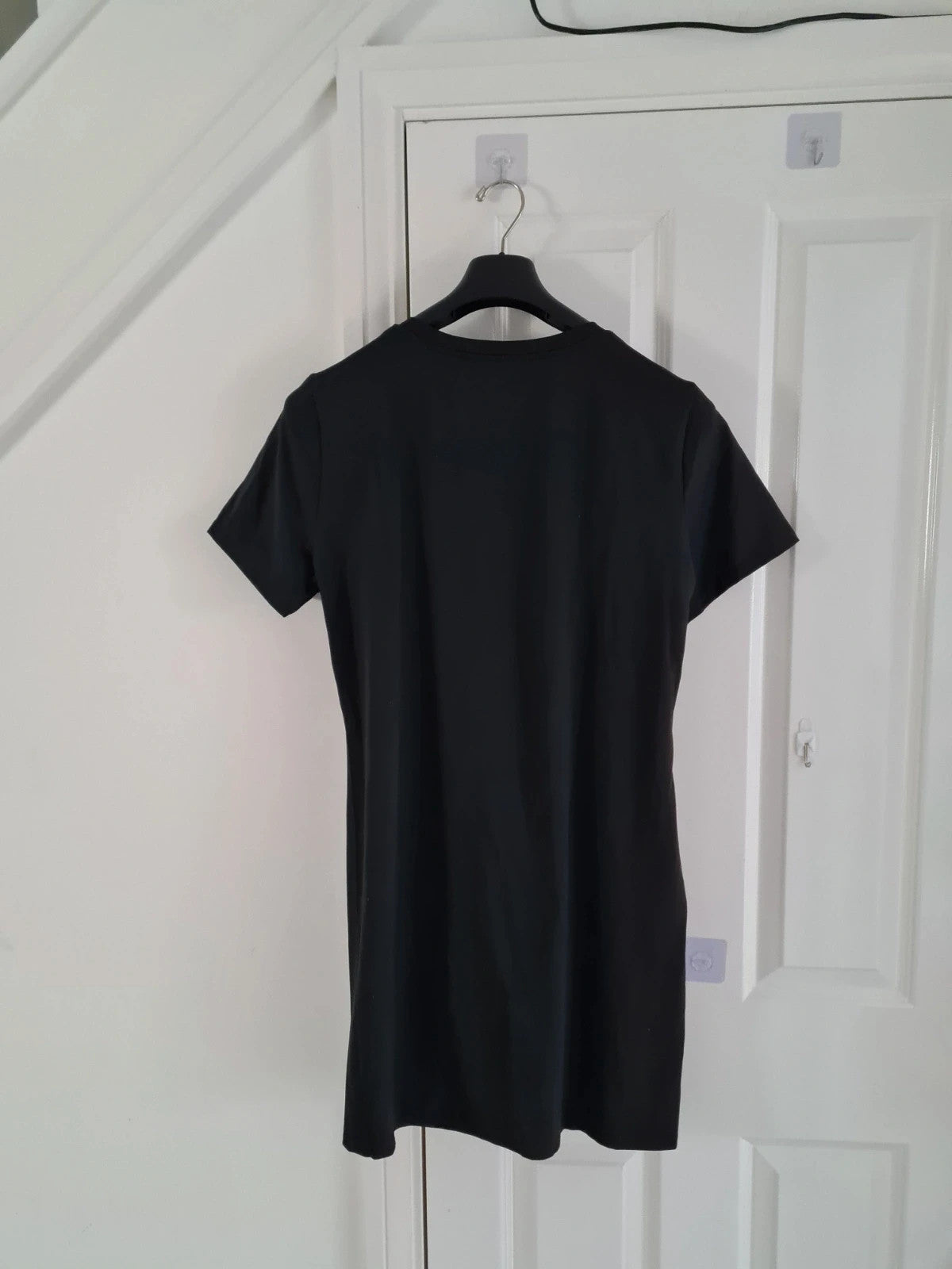 Shein women black long pyjamas dress short sleeve teddy bear slogan print sleepwear casual XL/14