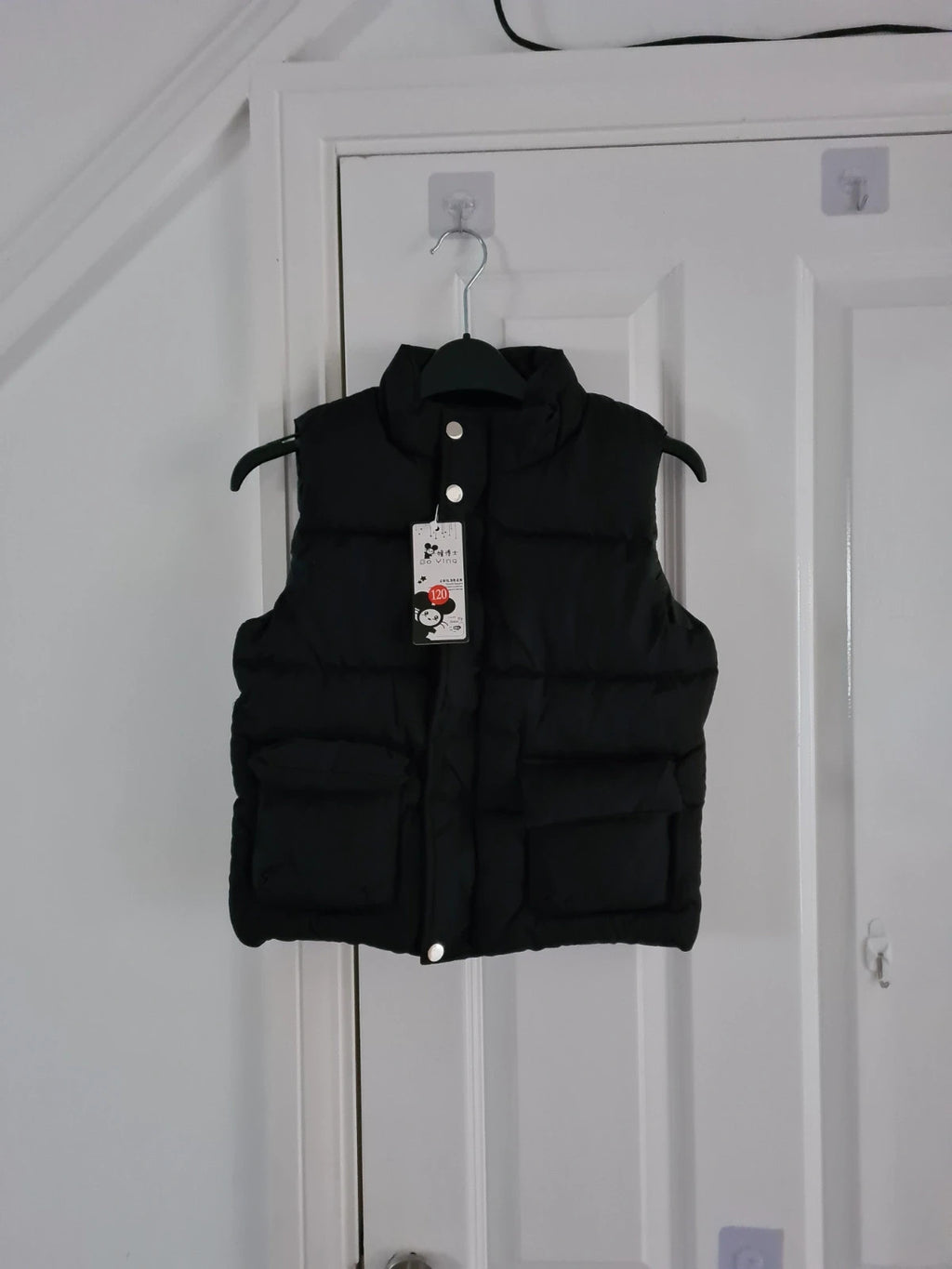 Tiktok shop kids 6y black sleeveless gilet body warmer zip up high neck warm