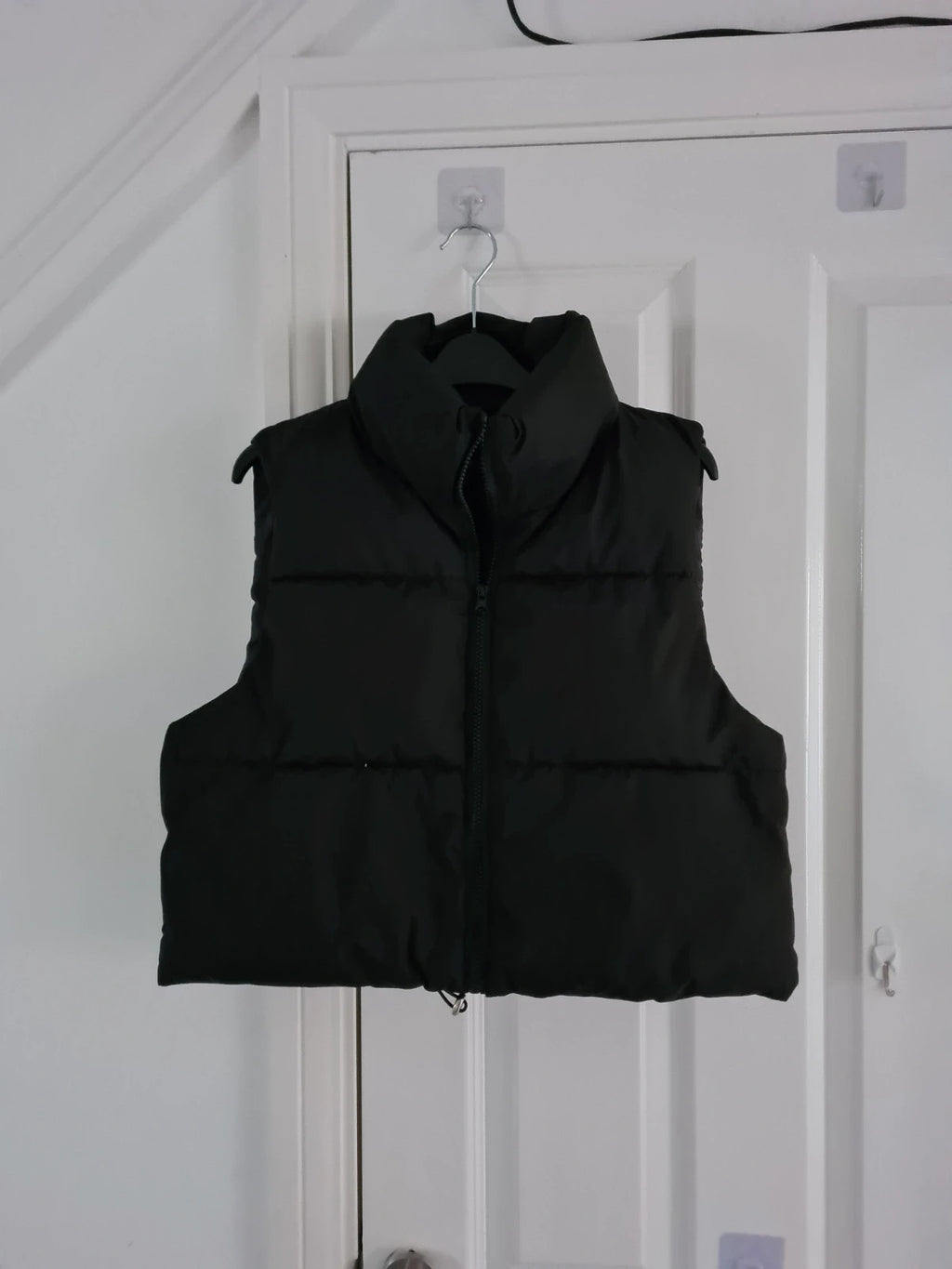 Tiktok shop women black gilet body warmer high neck zipper puffer sleeveless jacket vest XS/6
