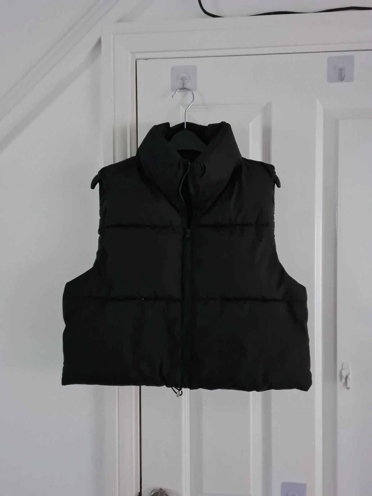 Tiktok shop women black gilet body warmer high neck zipper puffer sleeveless jacket vest XS/6