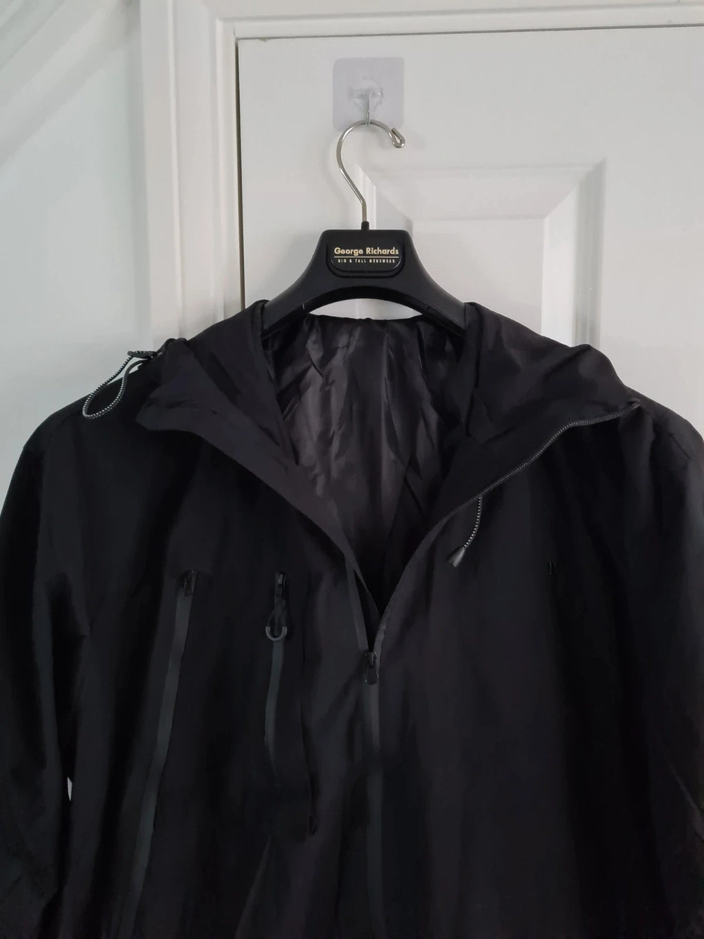 TikTok men black softshell jacket hooded zip wind/waterproof tactical hiking mountain L/XL