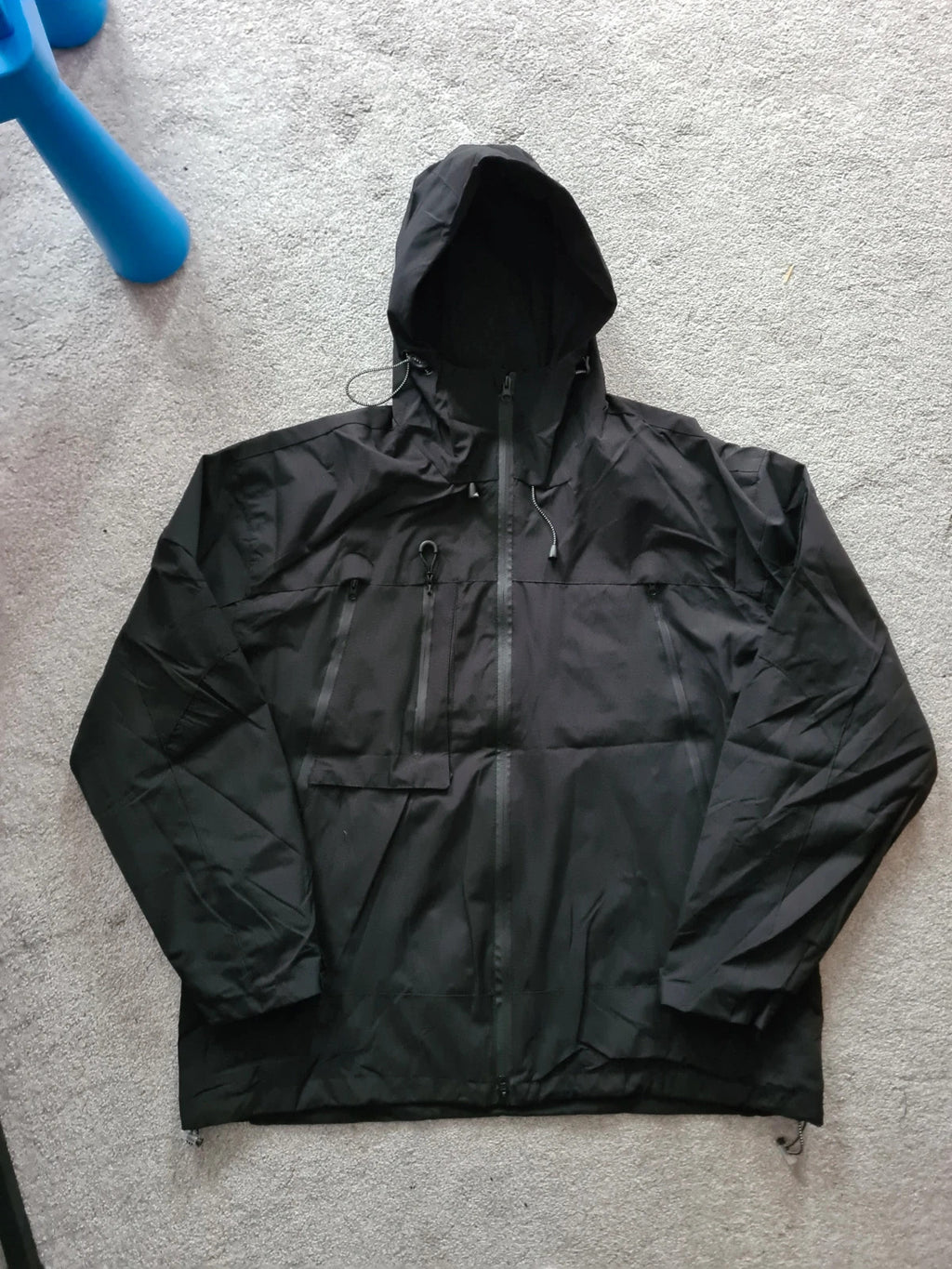 TikTok men black softshell jacket hooded zip wind/waterproof tactical hiking mountain L/XL