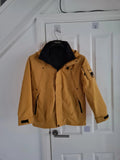 TikTok men yellow rain jacket softshell wind/waterproof hooded hiking mountain raincoat S