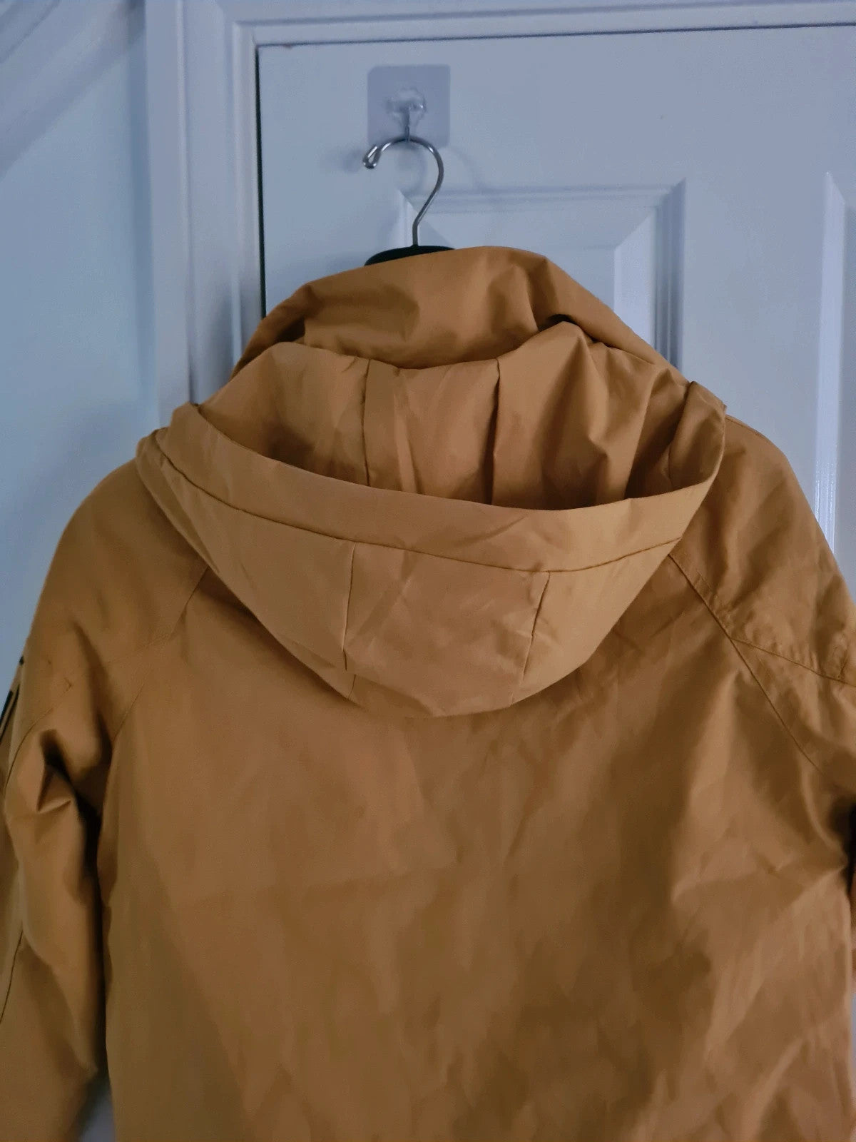 TikTok men yellow rain jacket softshell wind/waterproof hooded hiking mountain raincoat S