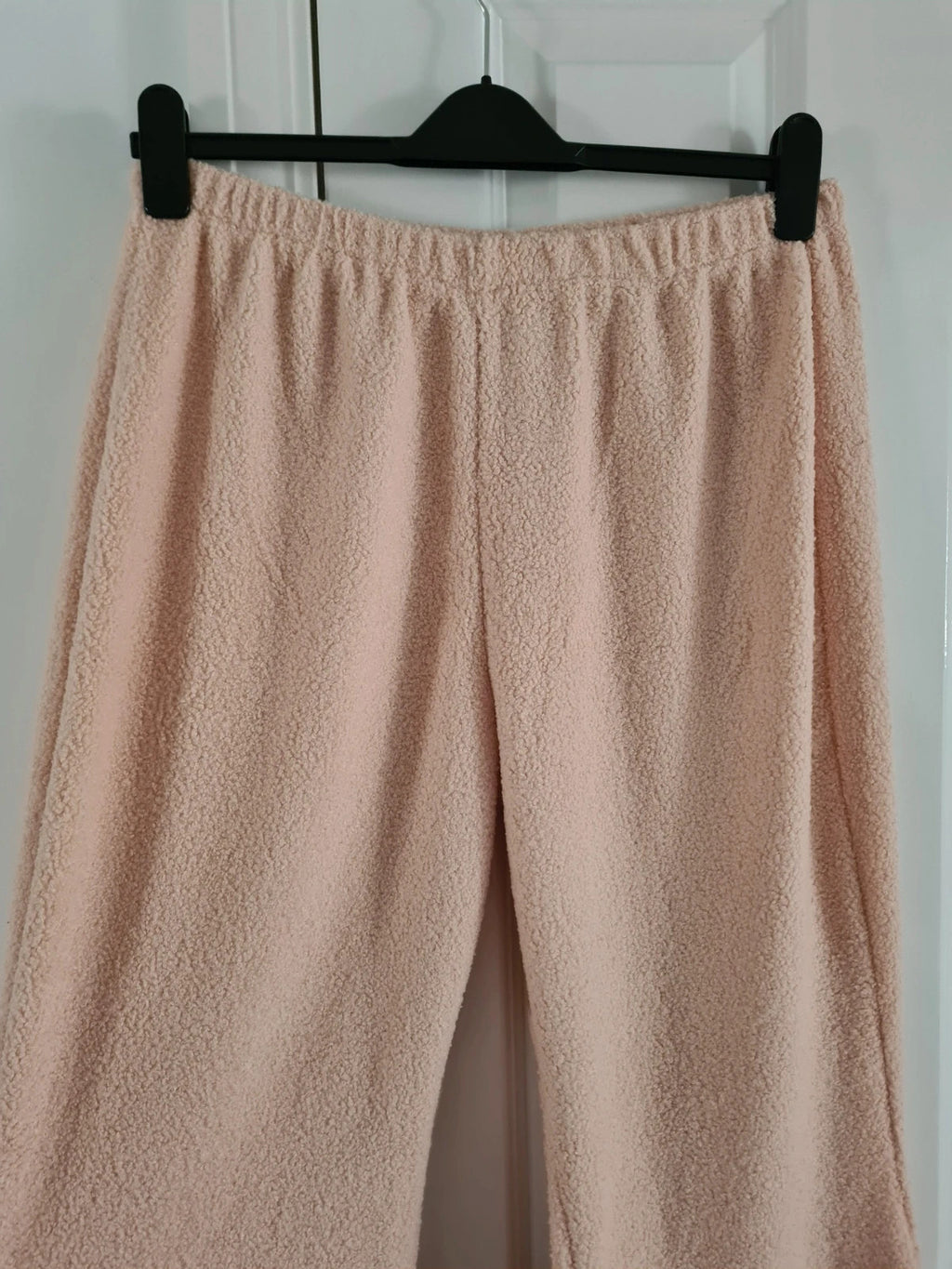 Shein women beige lounge fluffy wide flare leg trousers knitt elastic waist casual pants 3XL