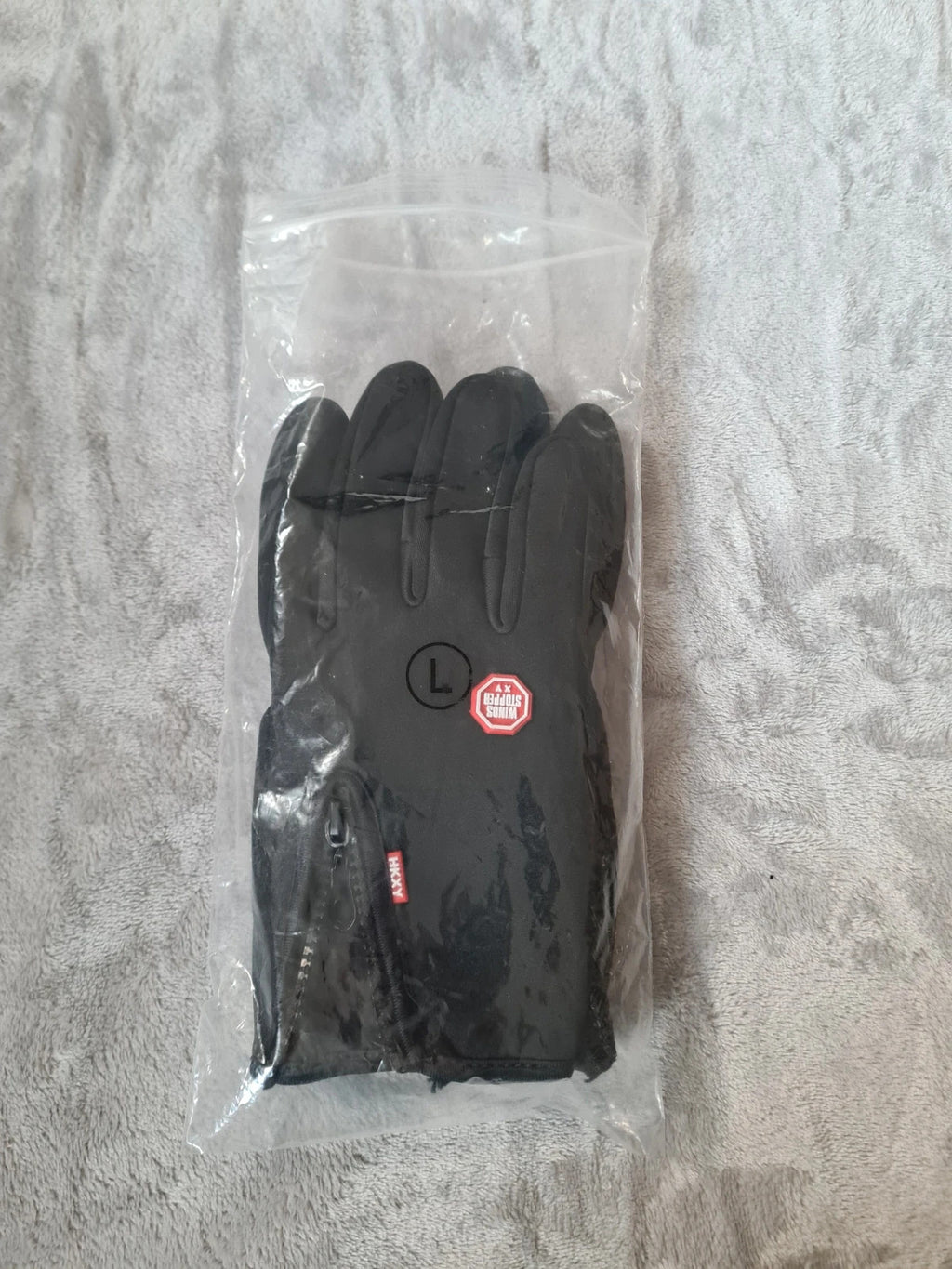 HKXY men/women black warm winter gloves touch screen wind/waterproof thermal L