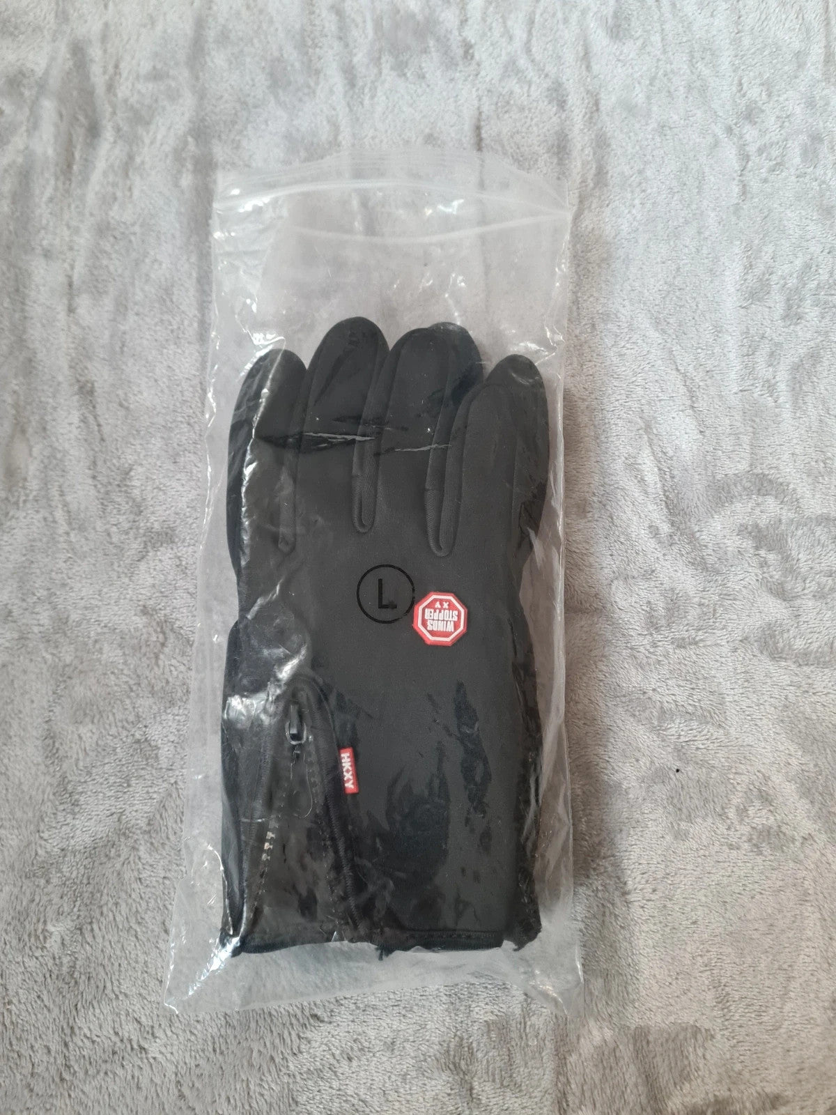 HKXY men/women black warm winter gloves touch screen wind/waterproof thermal L
