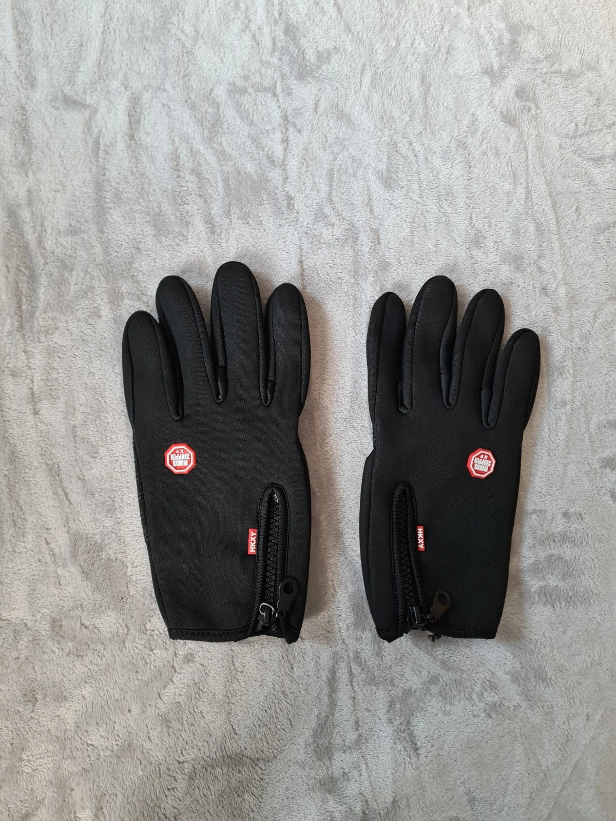HKXY men/women black warm winter gloves touch screen wind/waterproof thermal L
