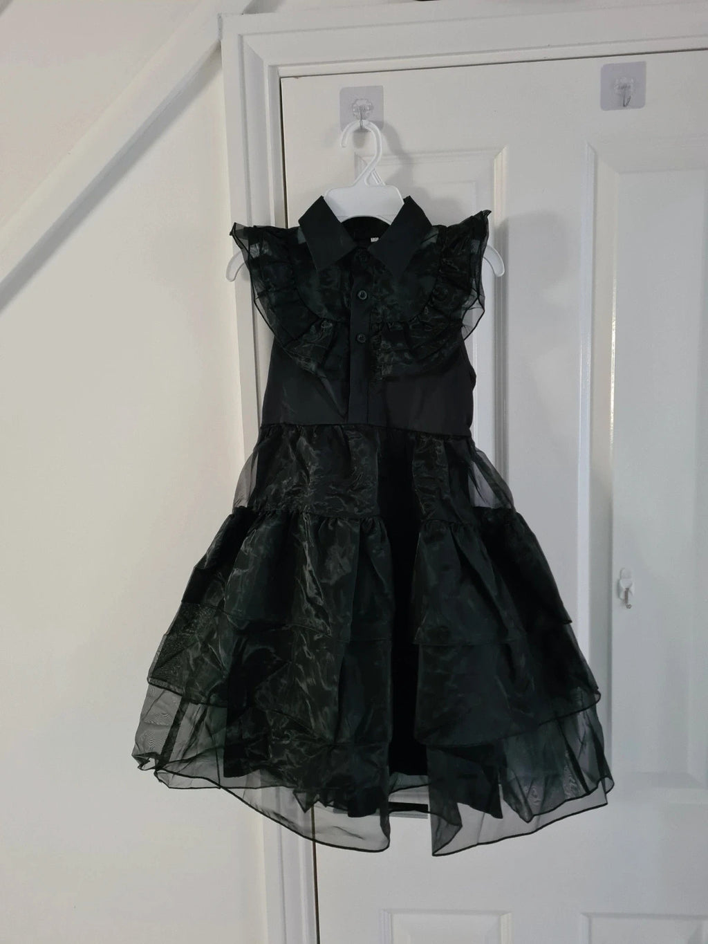 Generic kids girls 8y black tulle short dress belted Wednesday Addams party costume