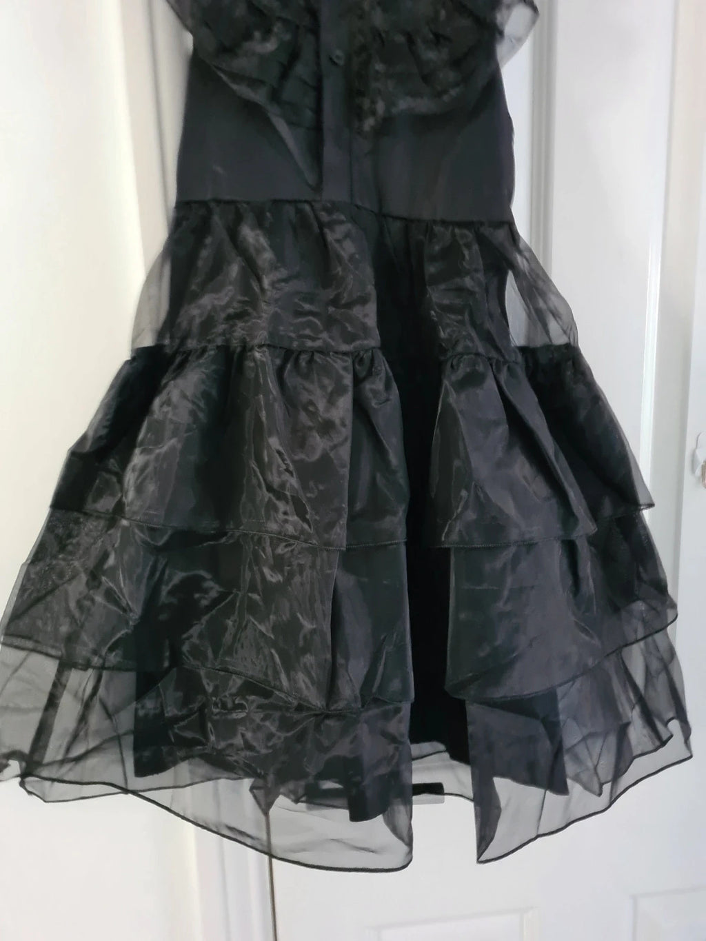 Generic kids girls 8y black tulle short dress belted Wednesday Addams party costume