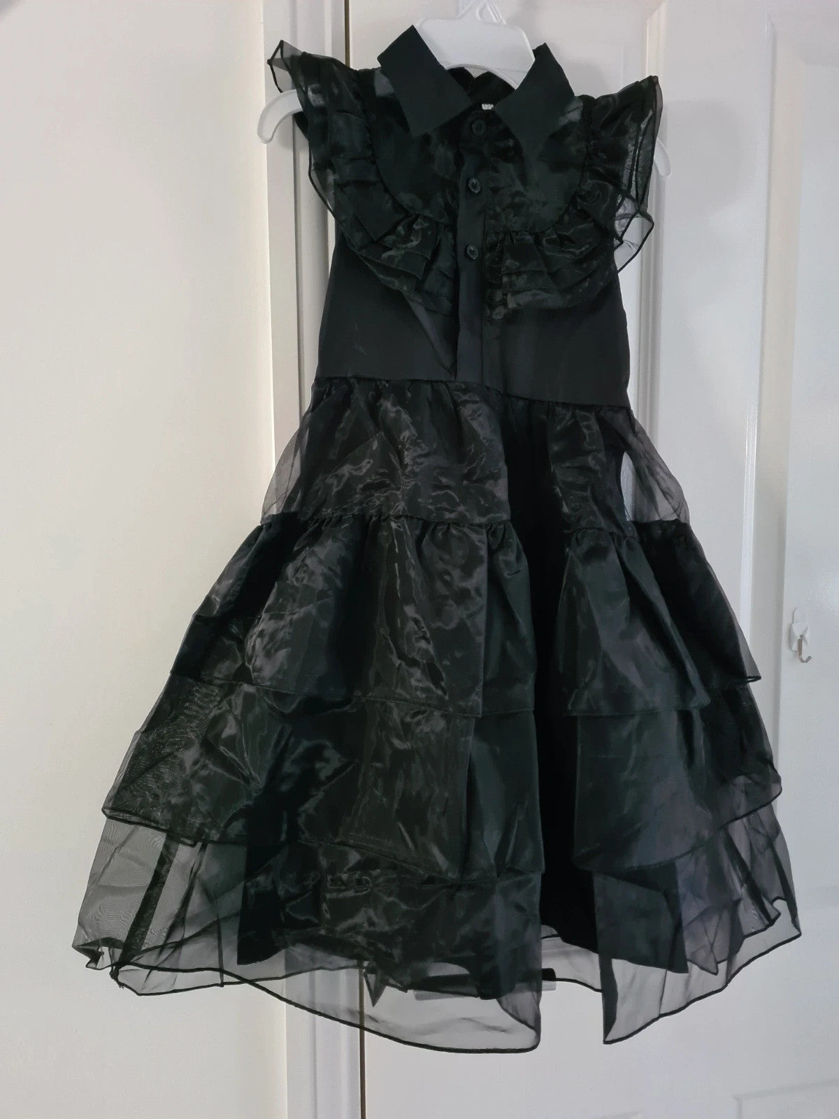 Generic kids girls 8y black tulle short dress belted Wednesday Addams party costume