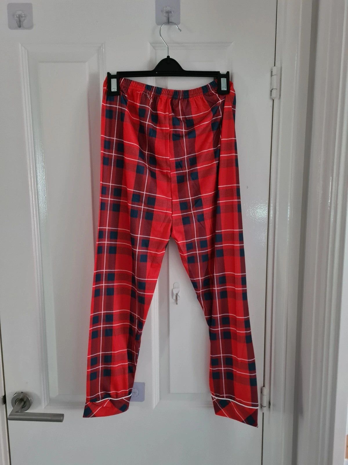 Generic kids boys 10y Xmas 2pcs pyjamas long sleeve top and check woven bottom sleepwear red/navy
