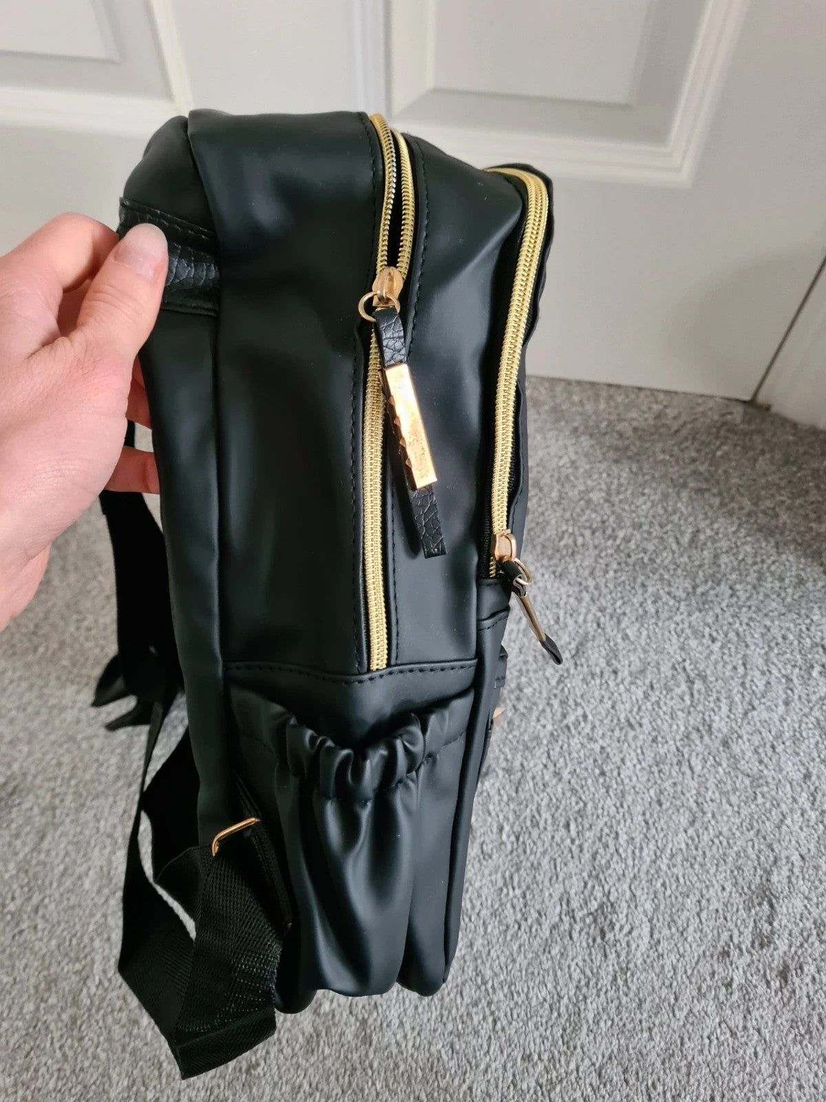 Generic women black waterproof anti-theft backpack rucksack travel school shoulder bag medium size