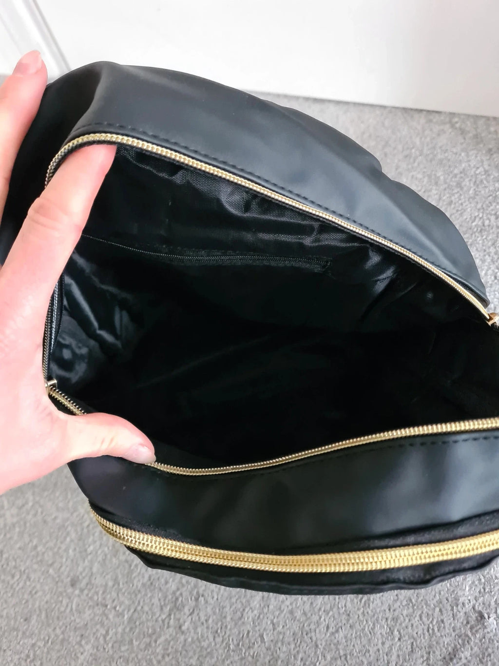 Generic women black waterproof anti-theft backpack rucksack travel school shoulder bag medium size