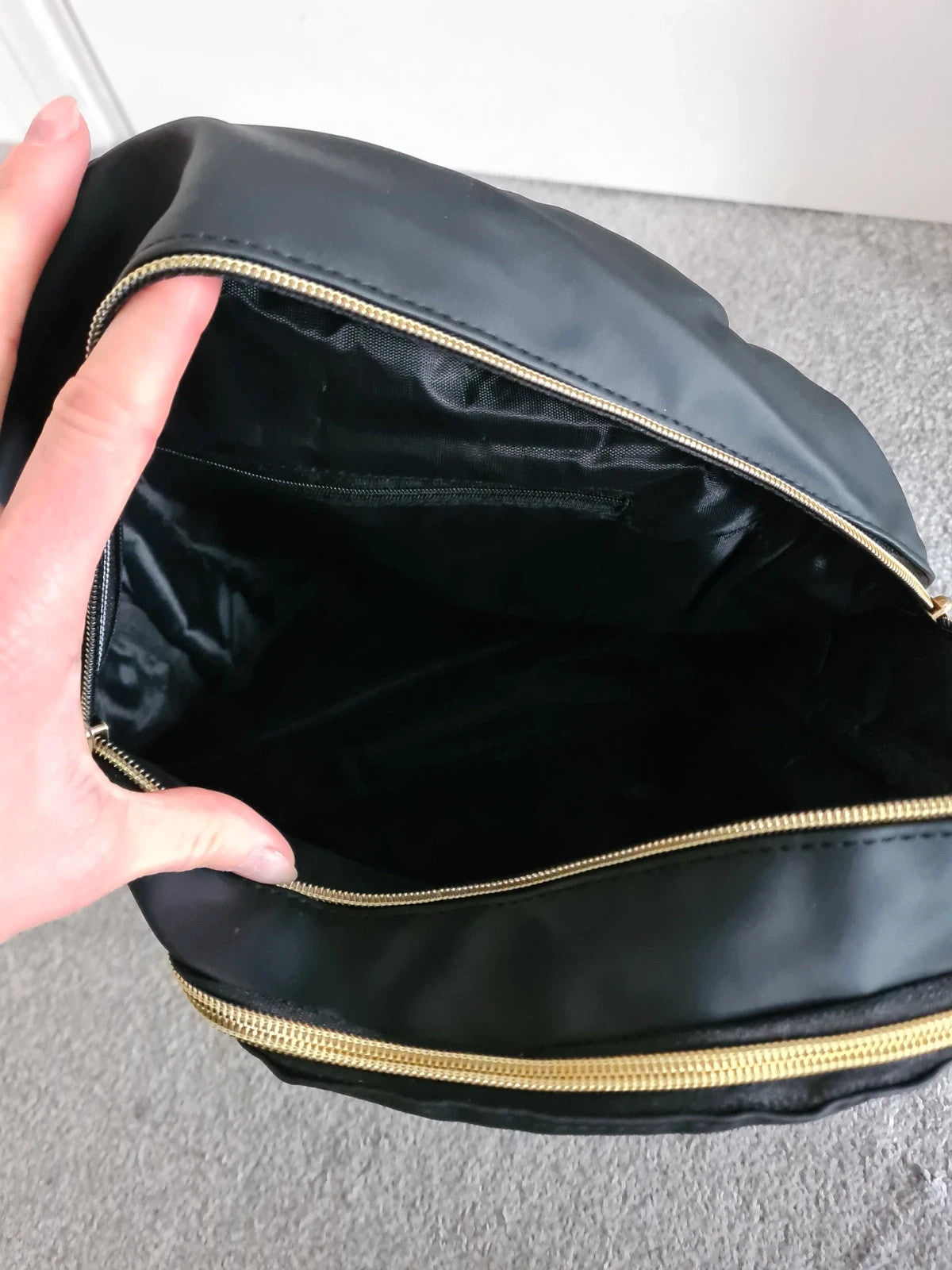 Generic women black waterproof anti-theft backpack rucksack travel school shoulder bag medium size